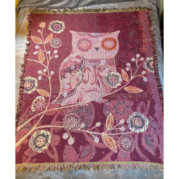 Owl Tapestry/Throw Blanket 50“x 60" New Without Tags - Picture 6 of 7